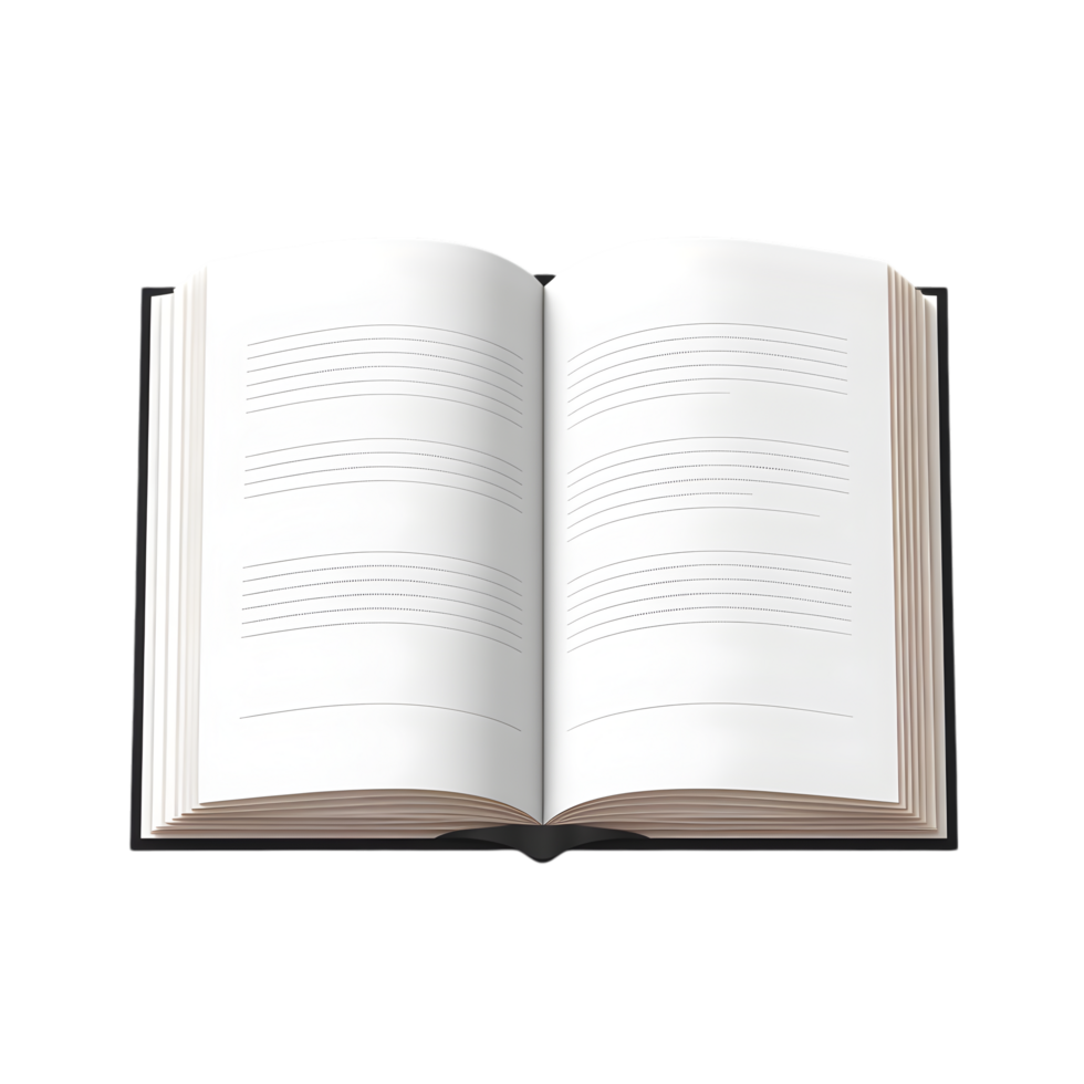 Transparent open book icon background for minimalist design creative content study environment png