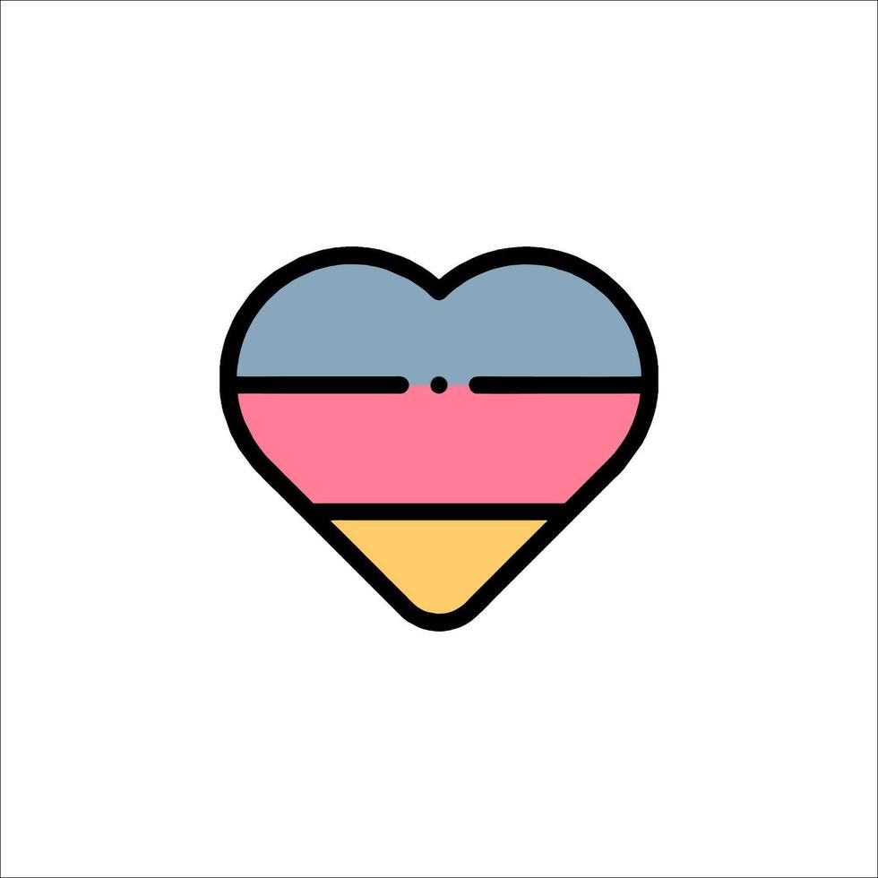 A heart shaped icon with a pink, blue and yellow color scheme vector