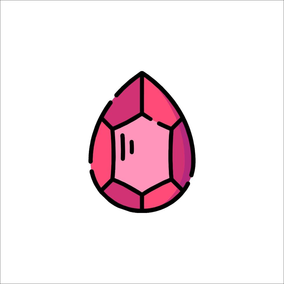 A pink gemstone icon in a line drawing vector