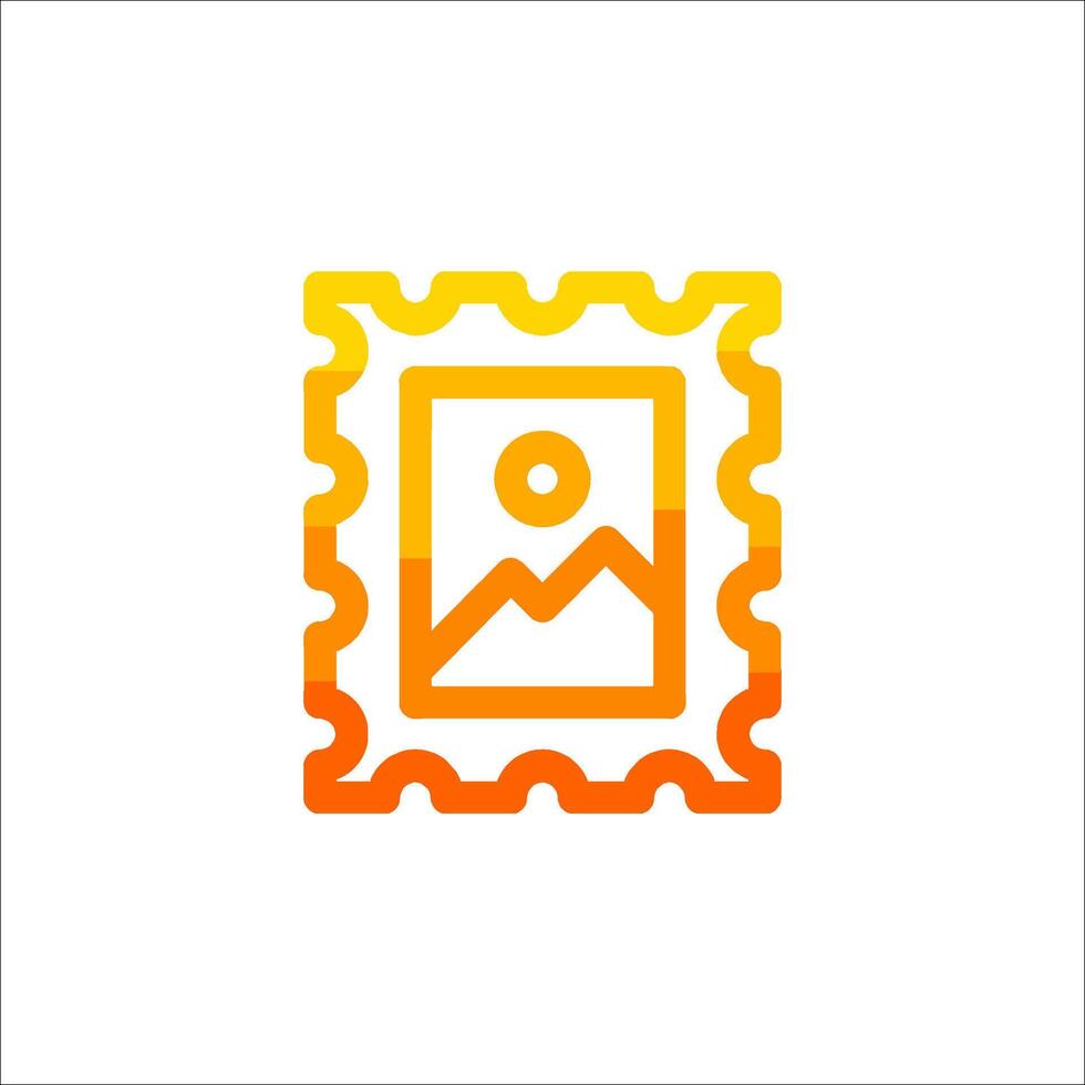 A postage stamp with a mountain and sun vector