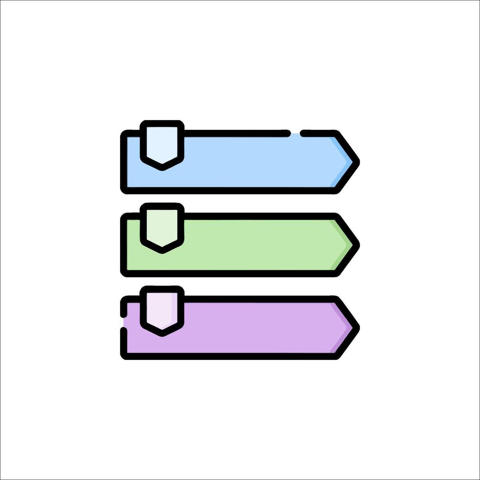 A line drawing of three colored arrows vector