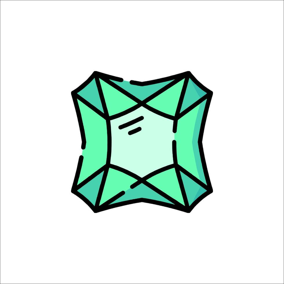 A green gemstone icon in a flat style vector