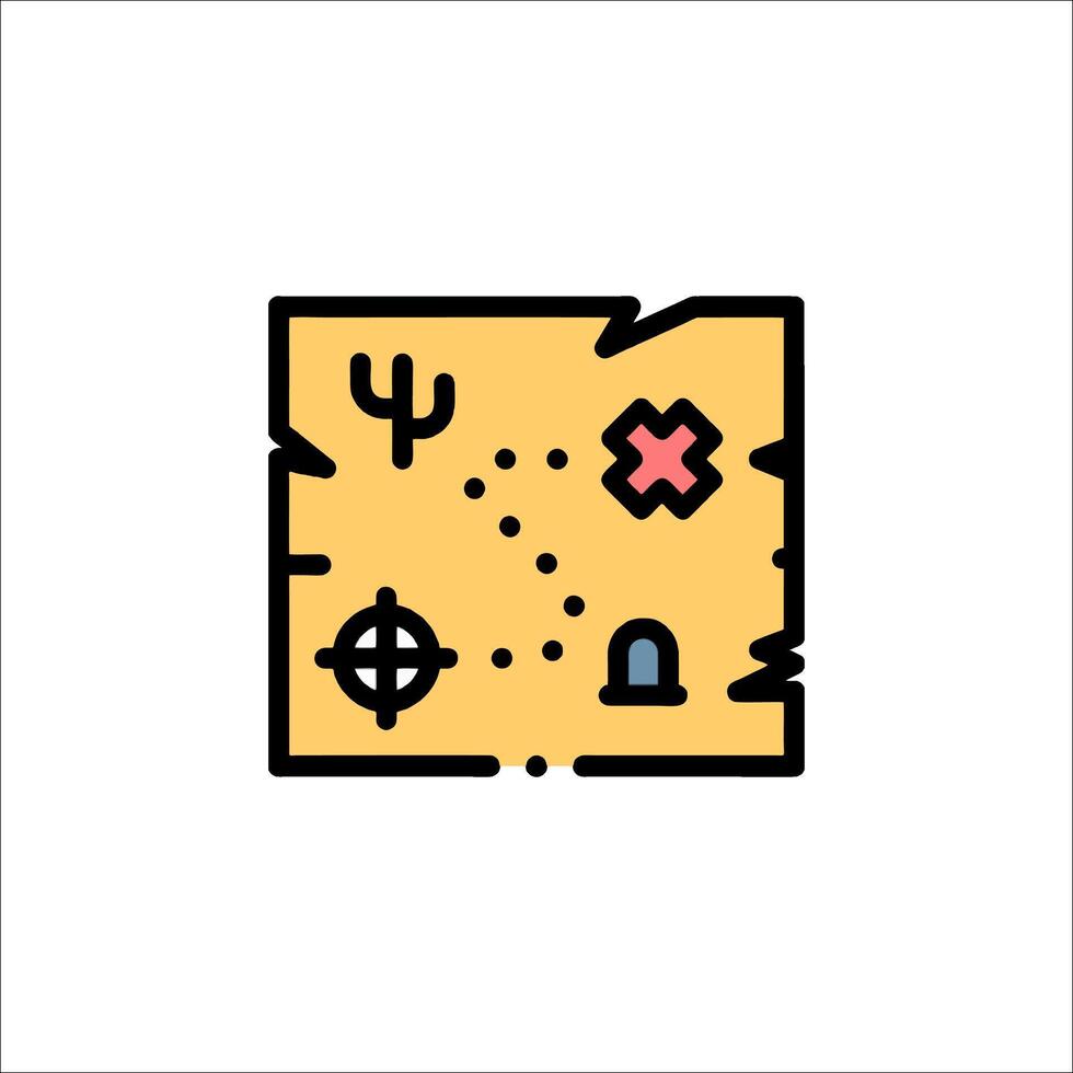 A map with a cactus and a cross on it vector