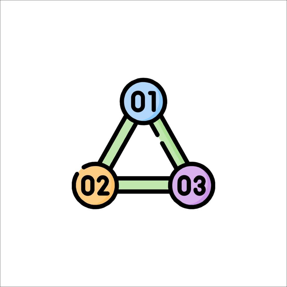 A triangle with three numbers on it vector
