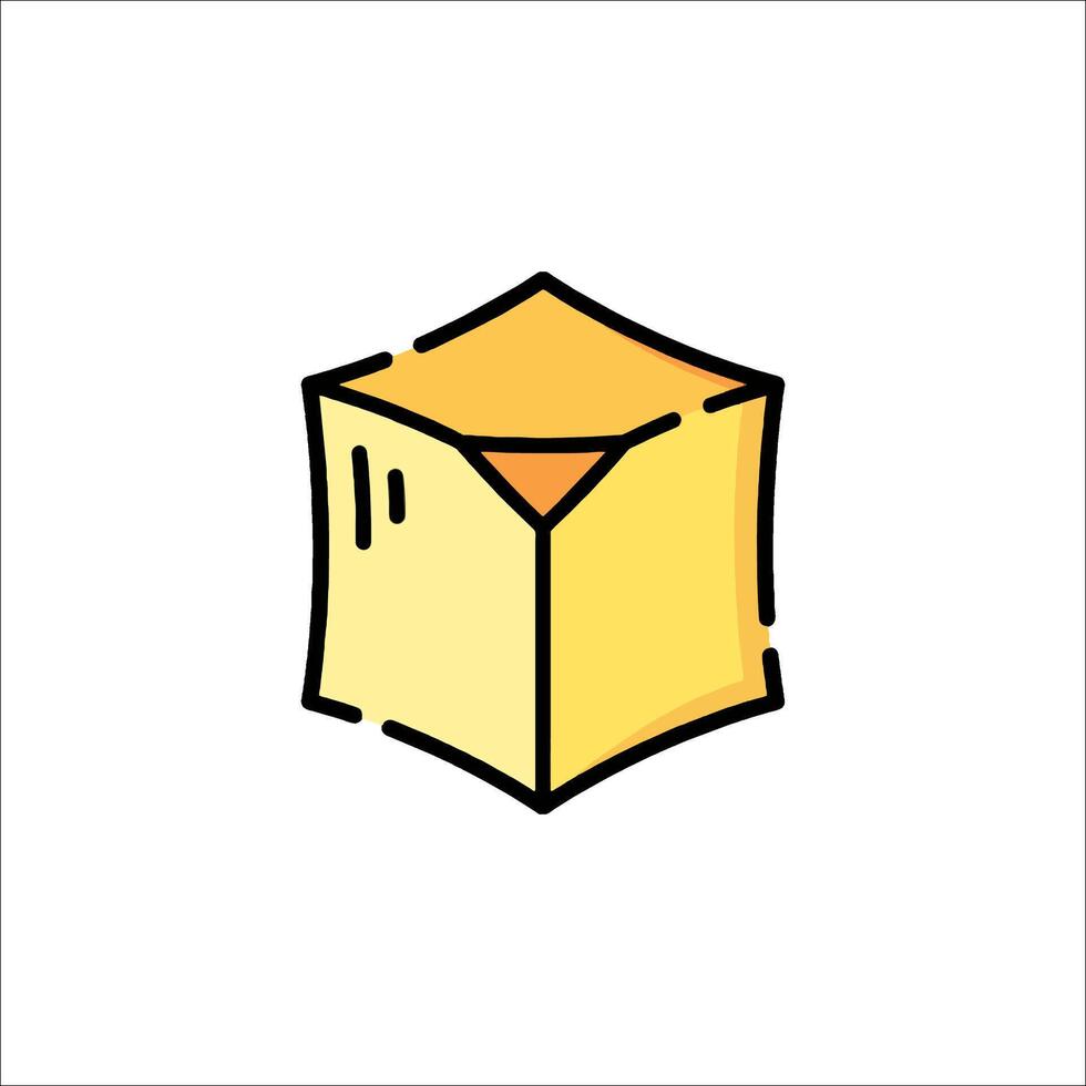 A yellow box with a square shape on it vector
