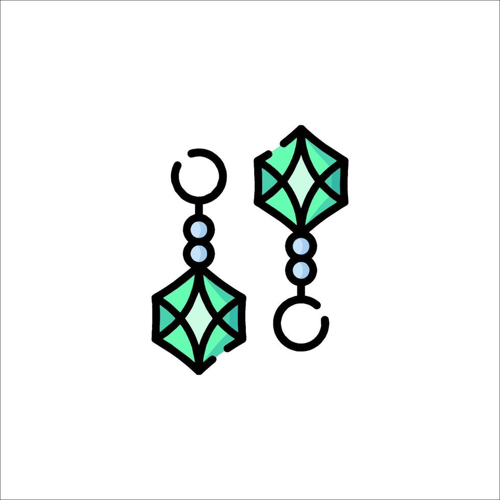 A pair of earrings with green crystals vector
