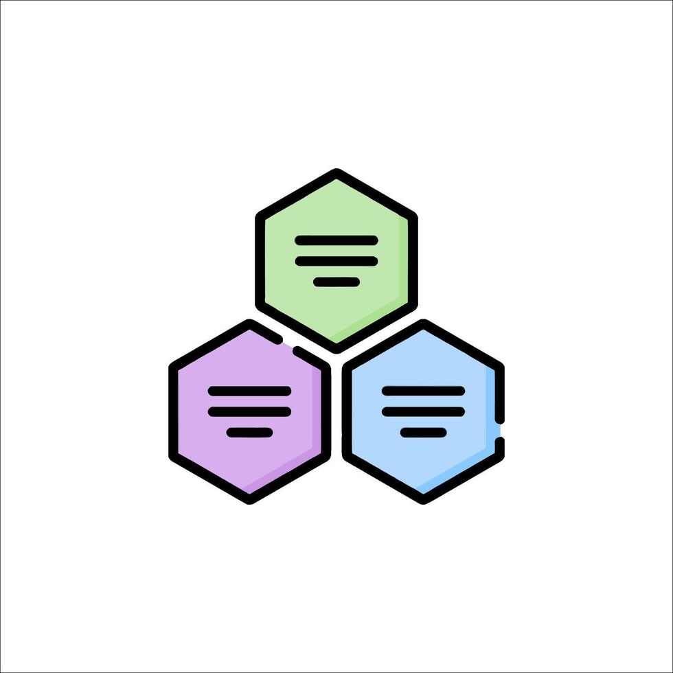 A hexagon icon with three different colors vector