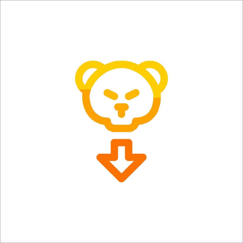 A bear head with an arrow pointing down vector