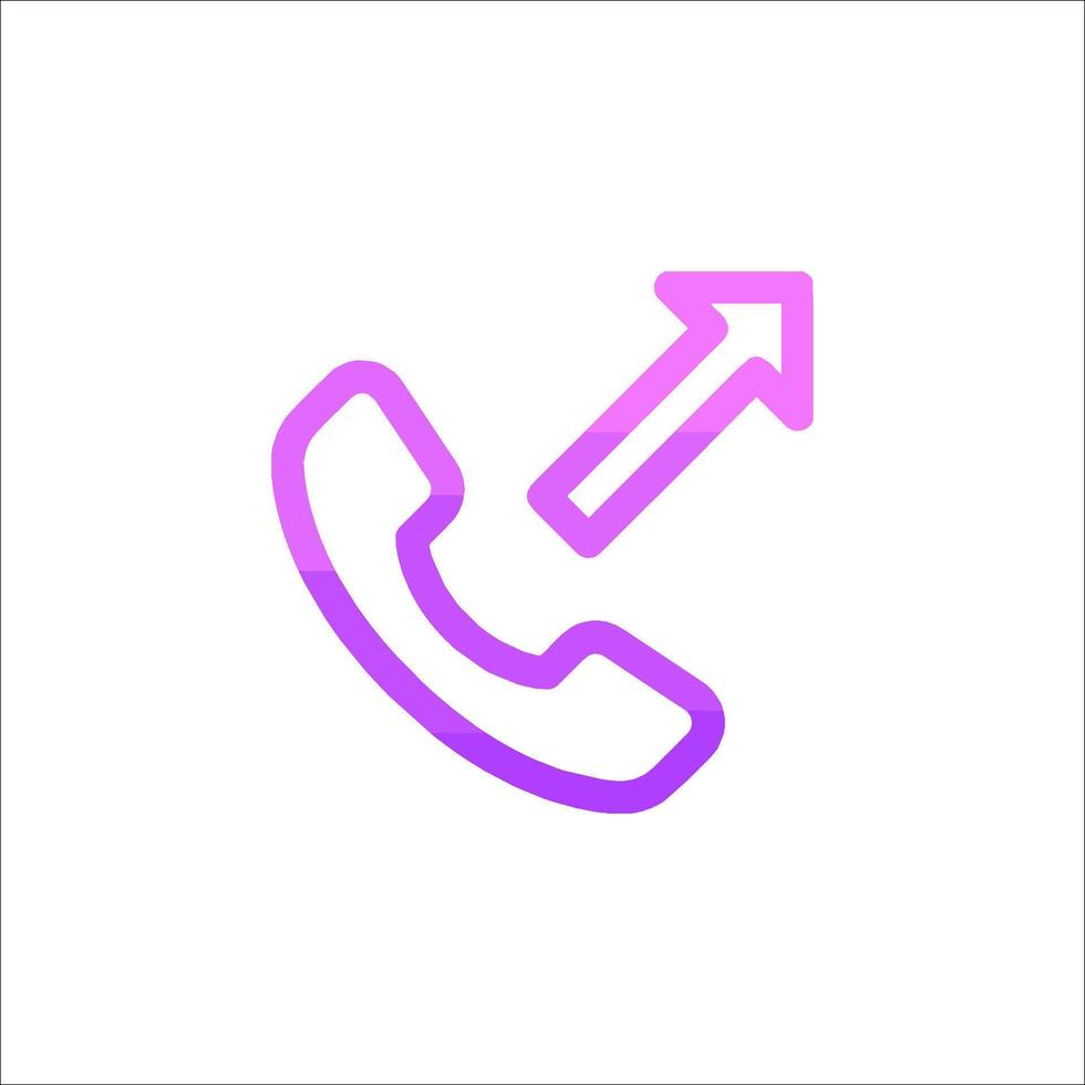 A purple phone icon with an arrow pointing to it vector