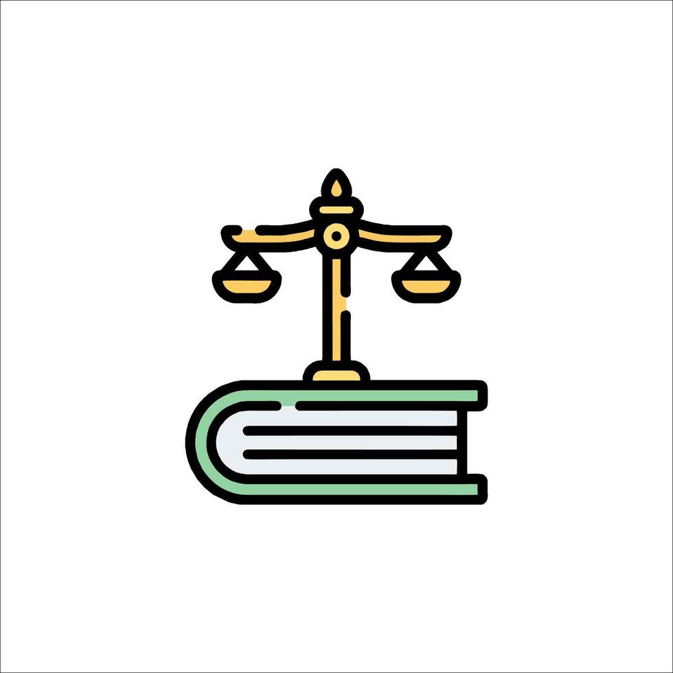 A book with scales of justice on top vector