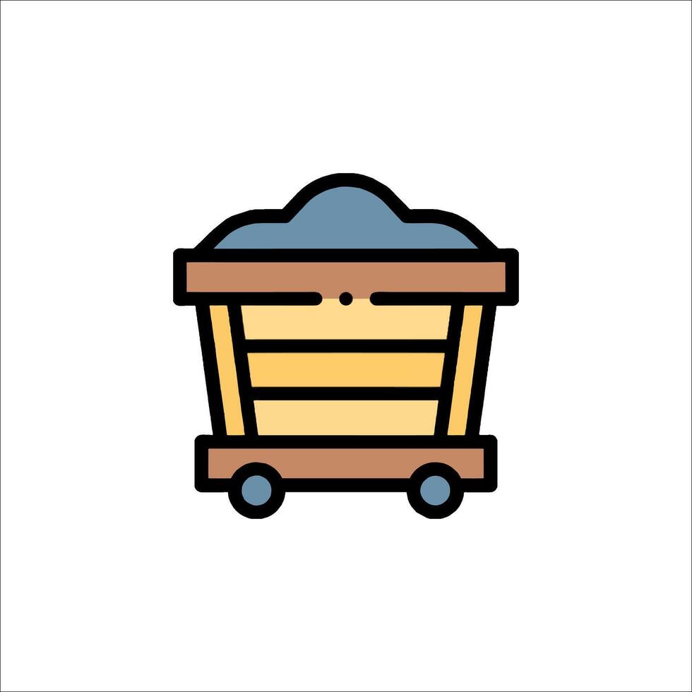 A cartoon illustration of a wooden box with a shovel vector