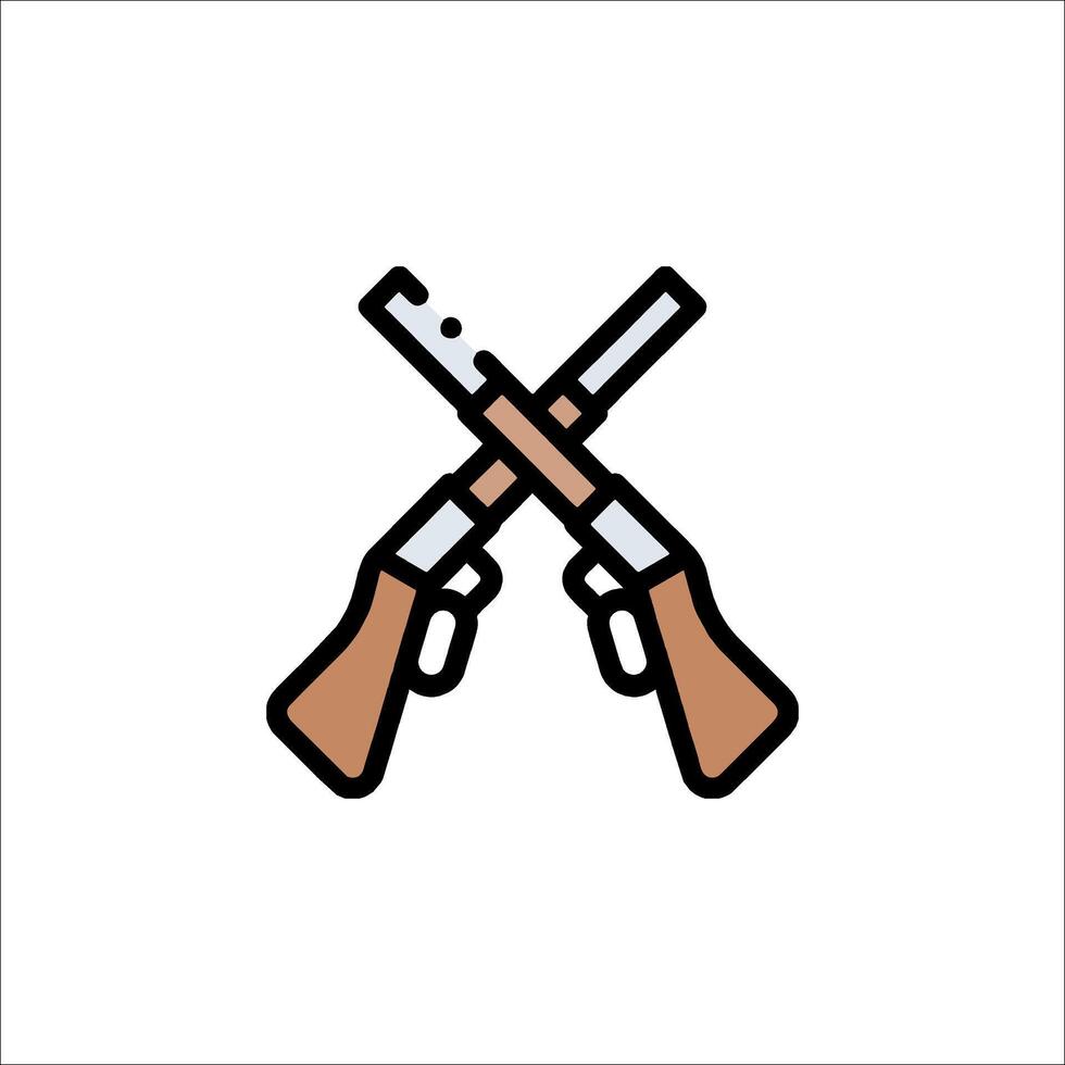 Two guns crossed icon in a line style vector