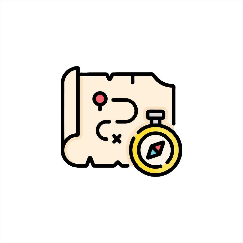 A compass and a map icon vector