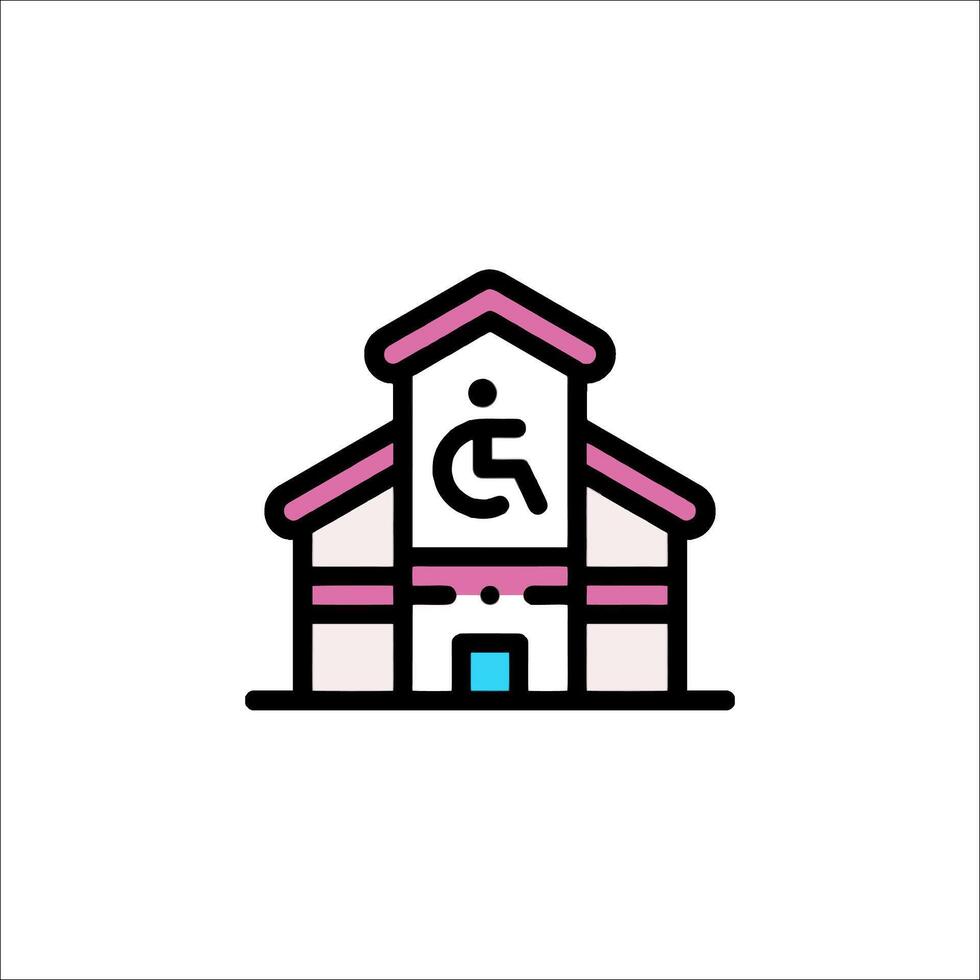 A building with a wheelchair symbol on it vector