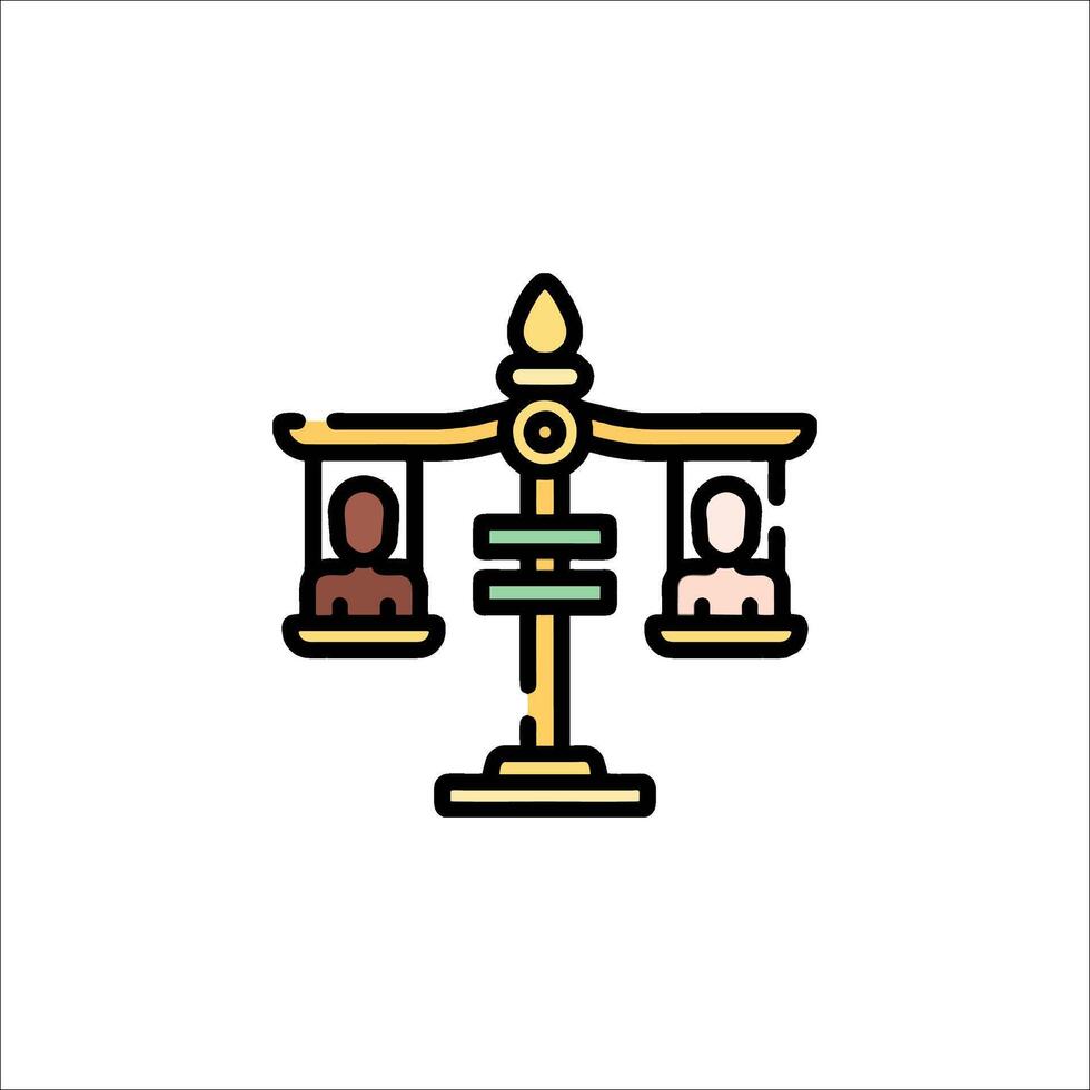 A scale with two people on it vector
