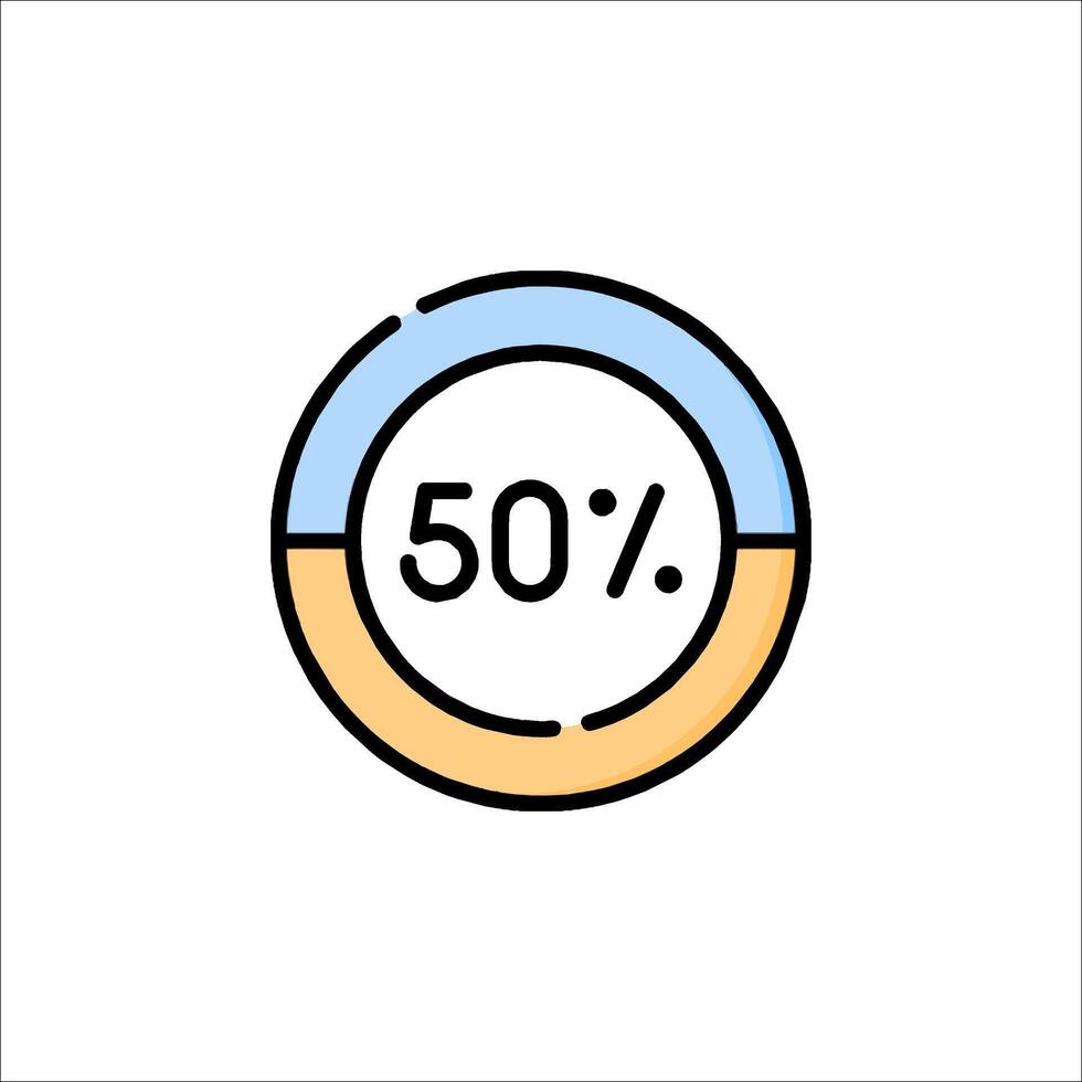 A circle with the percentage 50 percent in it vector