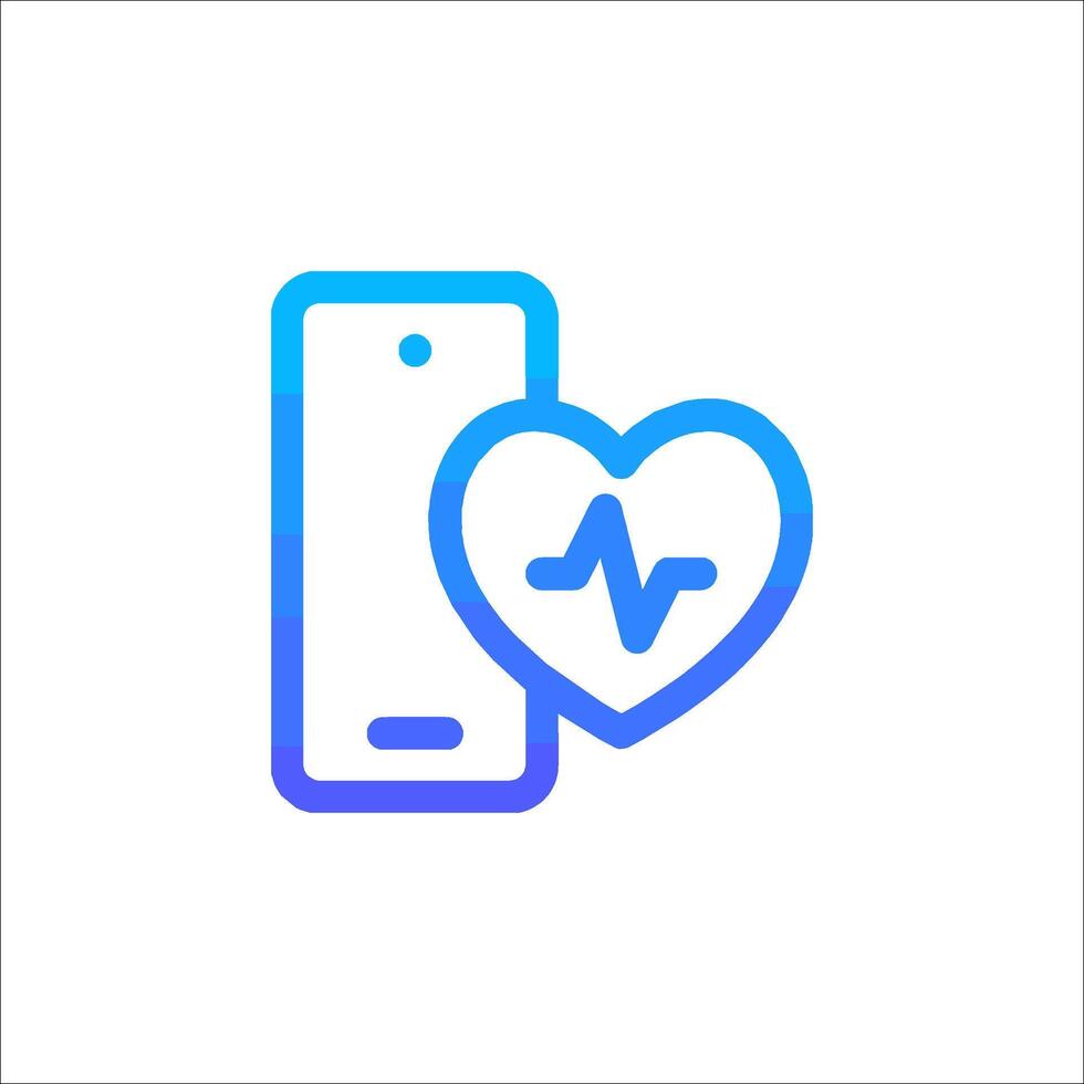 A phone with a heart and a heartbeat icon vector
