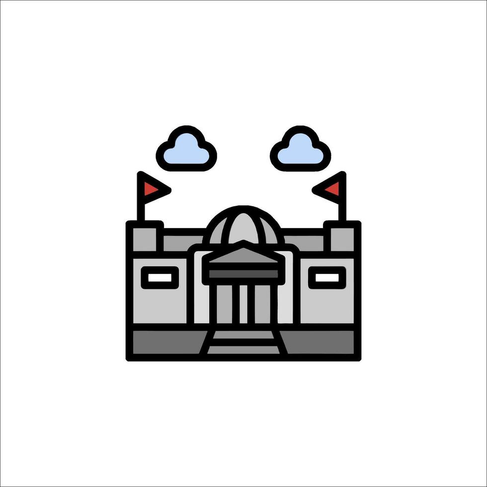 A building with flags and clouds vector