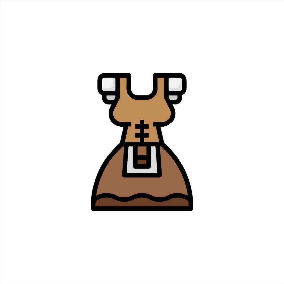 A brown dress with a white collar on it vector