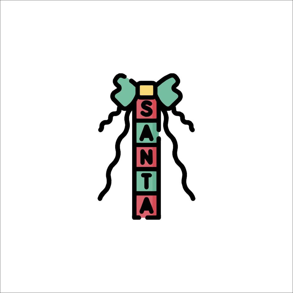 A cartoon santa with a bow and a ribbon vector
