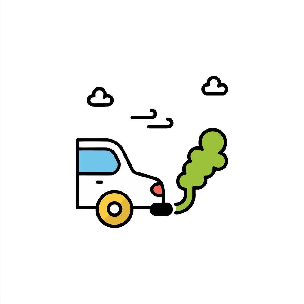 A car with a green smoke coming out of the exhaust pipe vector