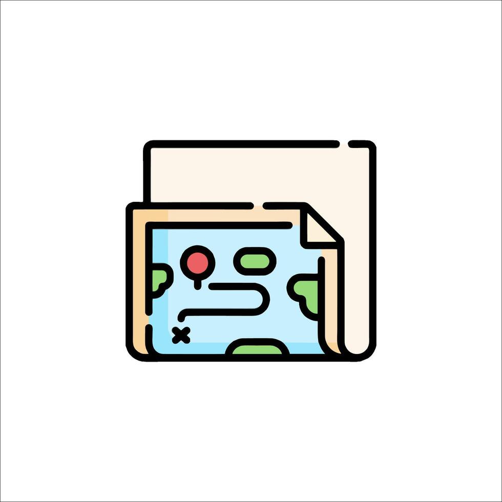 A map icon with a paper and a map inside vector