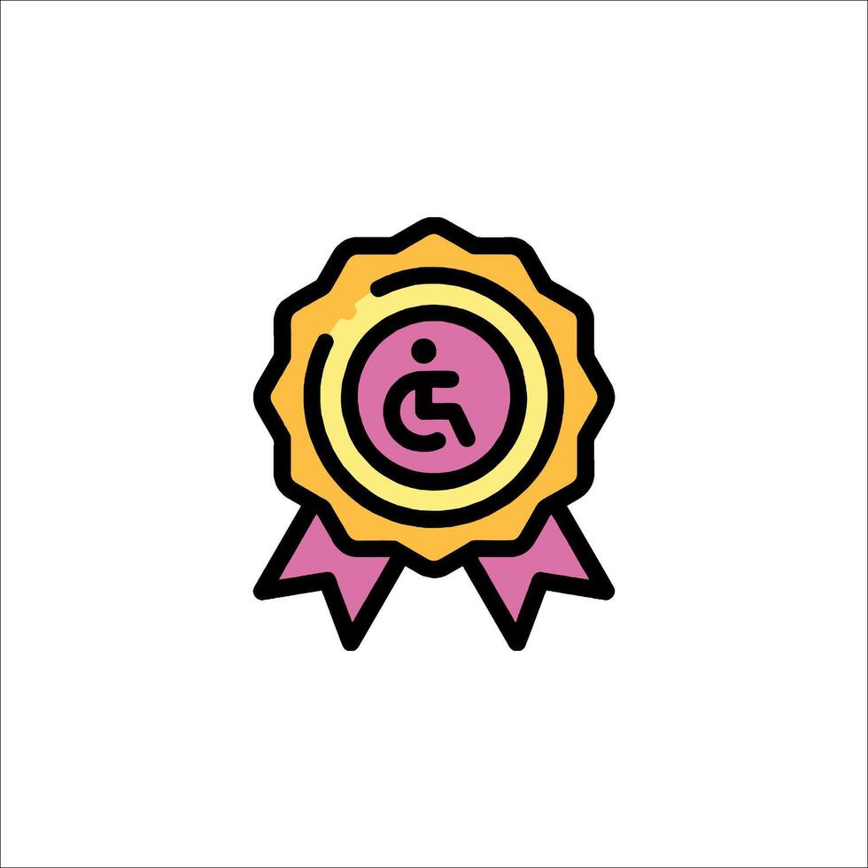 A badge with a wheelchair icon on it vector