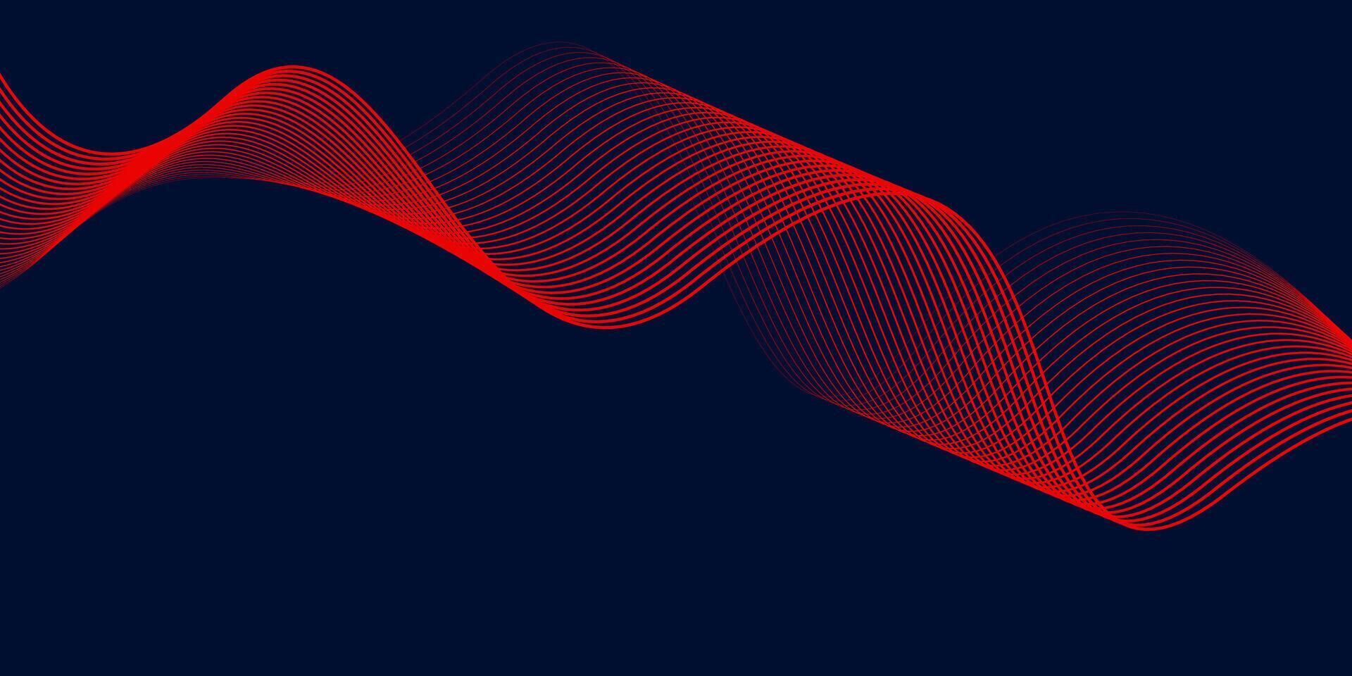 Abstract red wave line pattern on dark blue background. Futuristic technology concept. Suit for banner, poster, cover, brochure,flyer, website vector