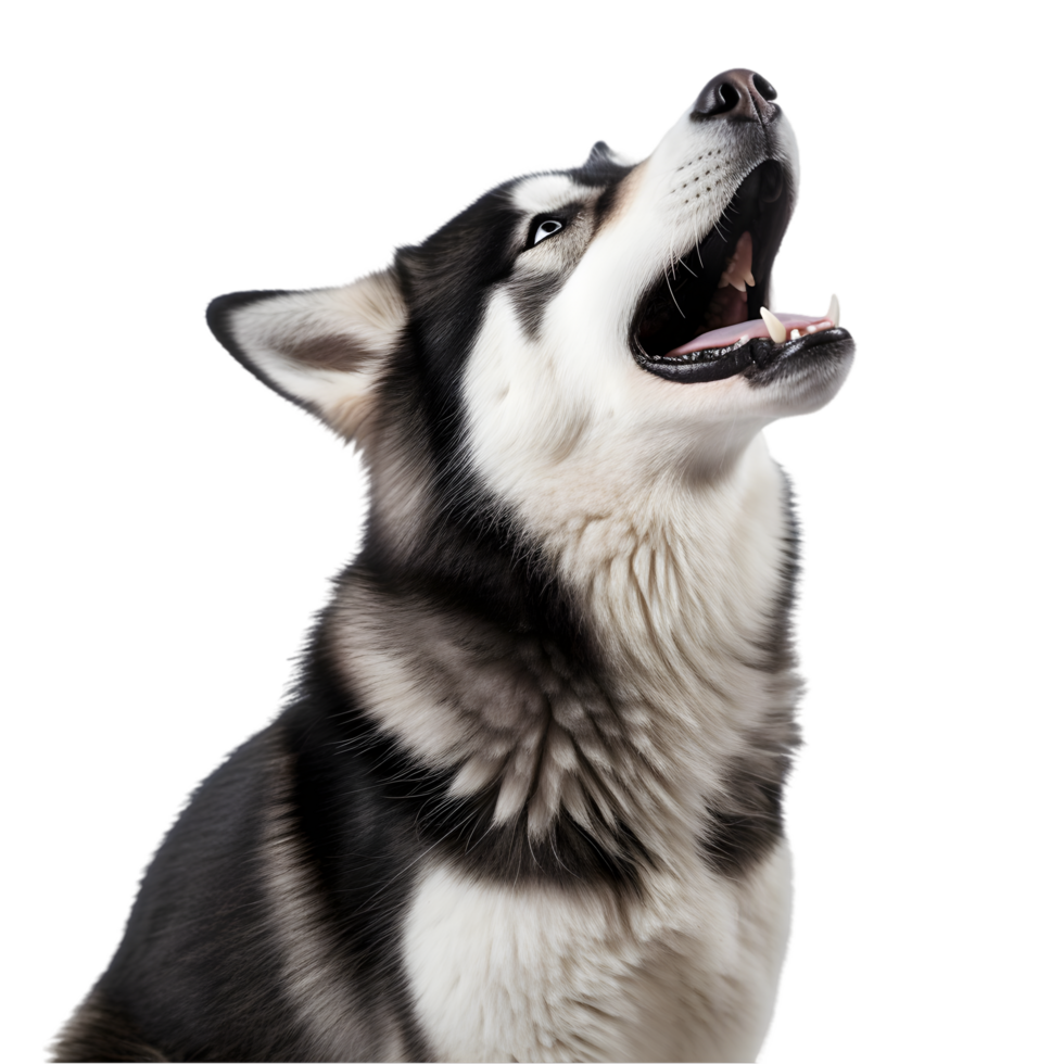 Siberian husky howling in transparent background capturing emotion and nature beautiful viewpoint png