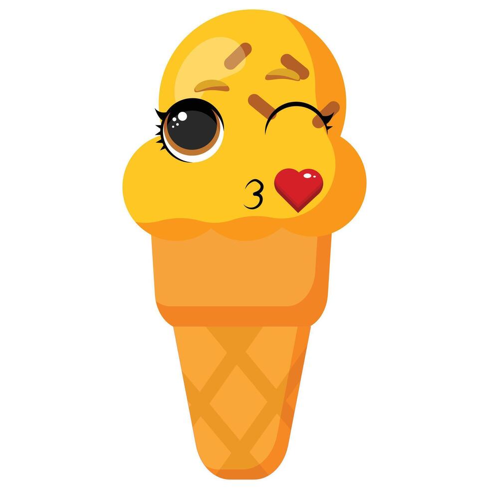 Kissing yellow cone ice cream vector