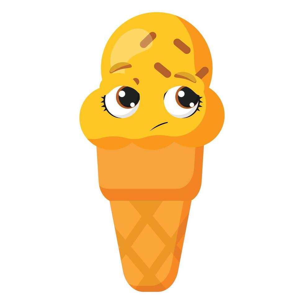 Shy yellow cone face icecream vector