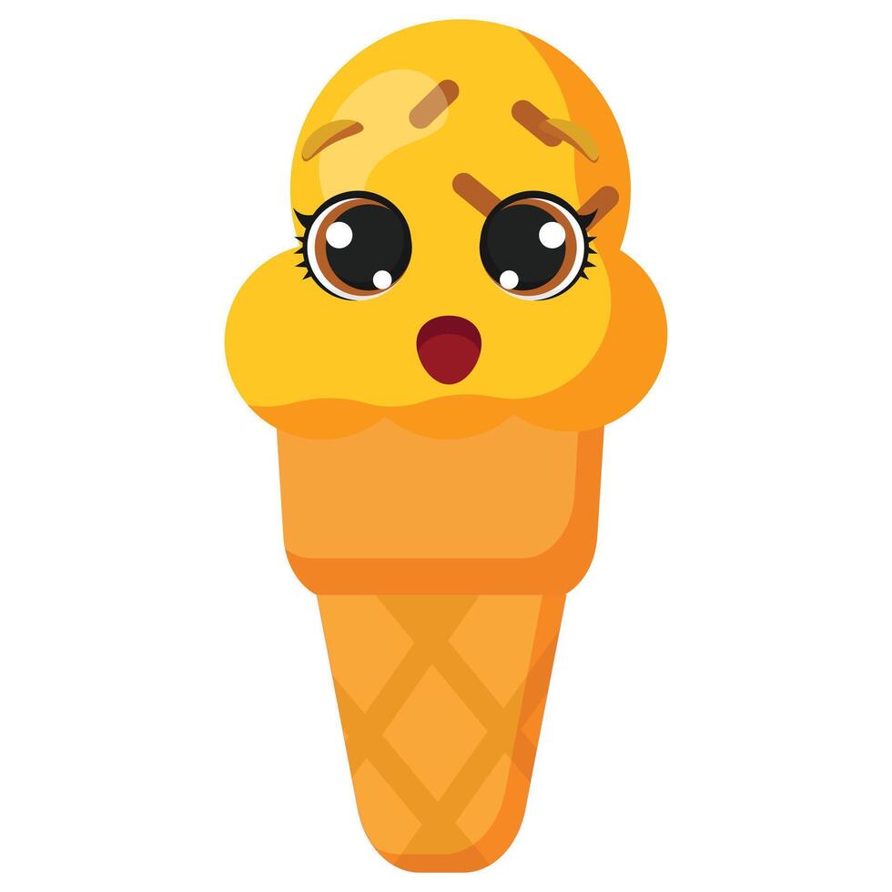Surprised yellow cone face icecream vector