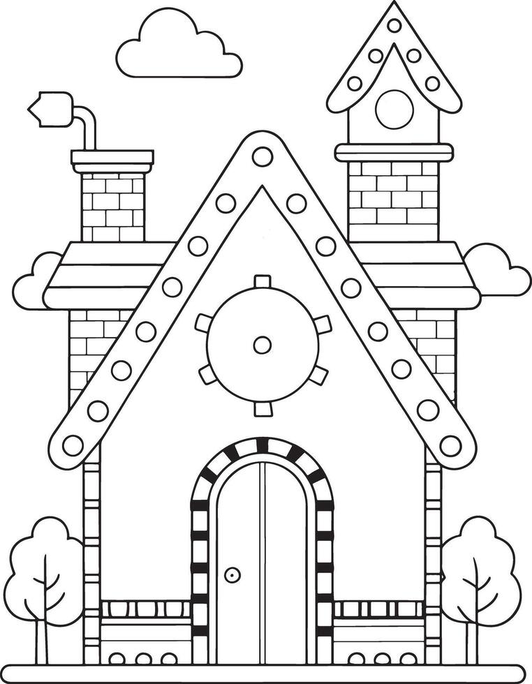 Adorable gears house coloring page simple design perfect for kids easy to print fun activity vector