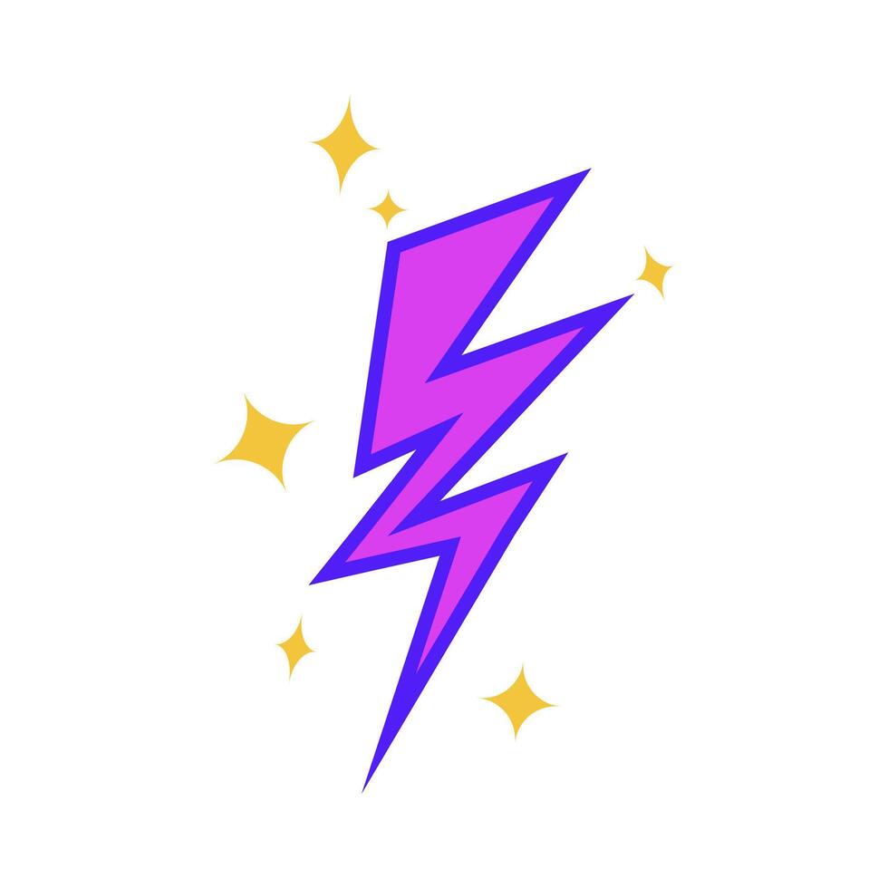 Purple Lightning Bolt with Yellow Star Bursts vector