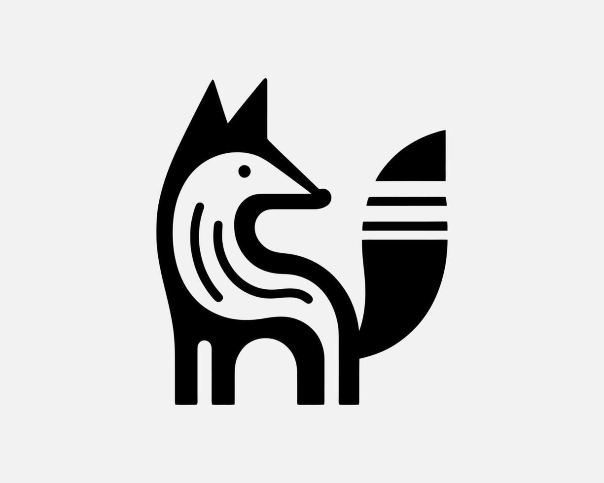 Fox brand icon in bold flat shape vector