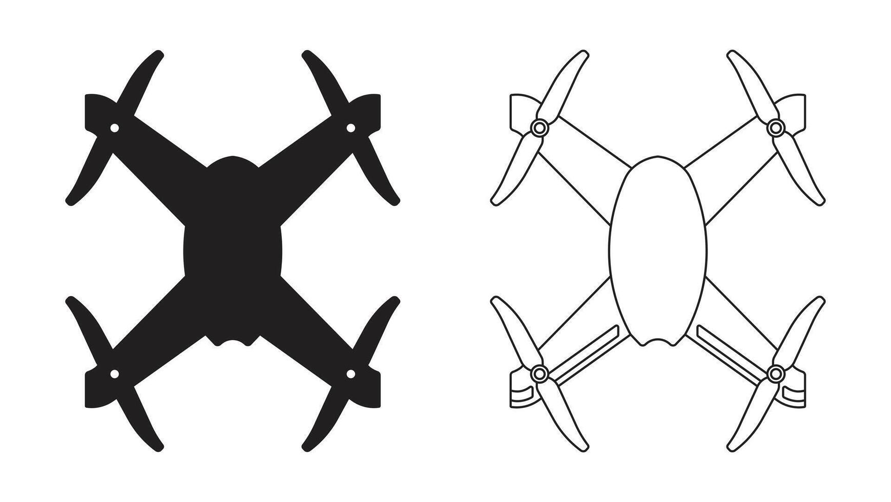Drone Silhouette Concept Top View Set vector