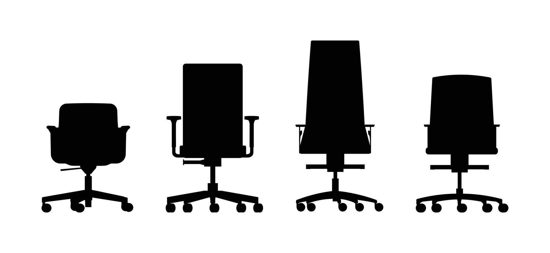 Front view office chair silhouette set vector