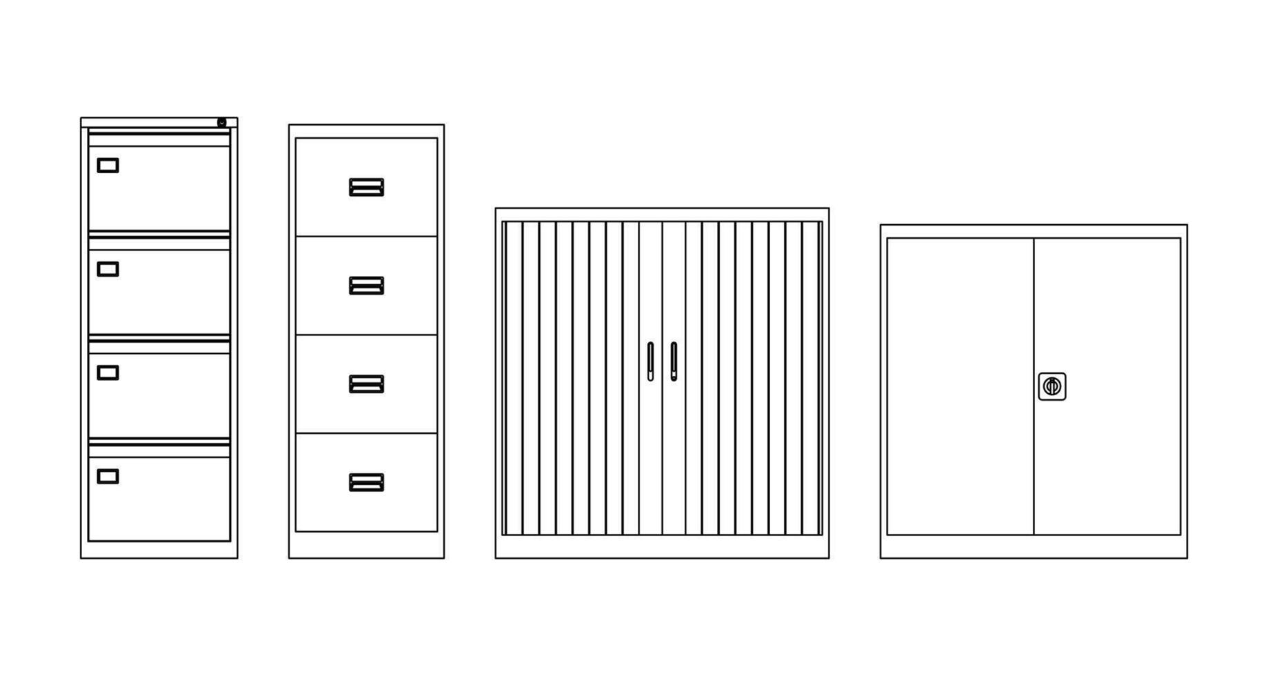 office cabinet outline sketch vector