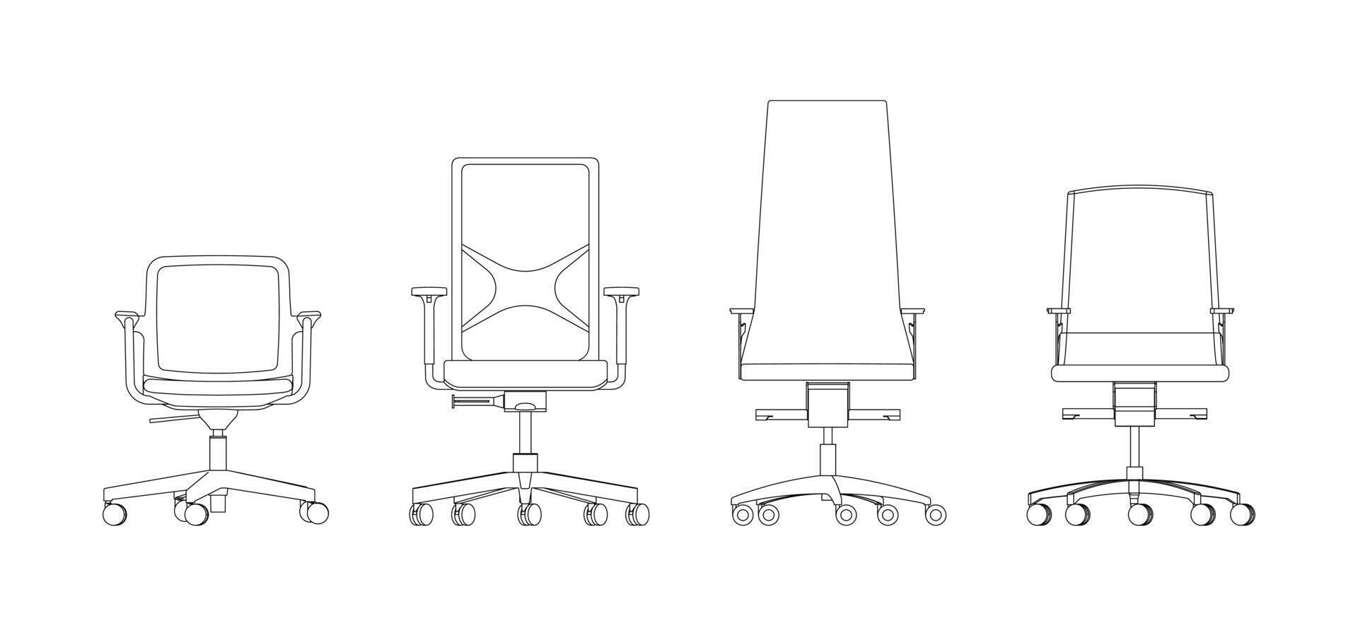 Set Office Chair Outlines Concept vector