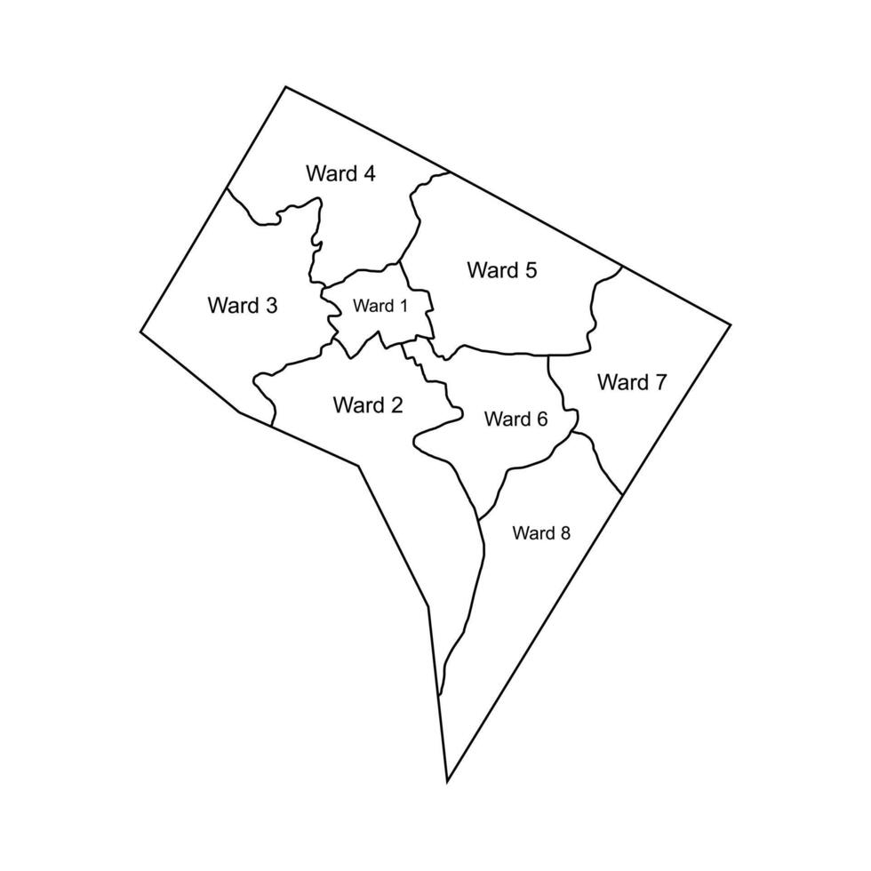 Washington DC Map Set Per Area Outlines vector