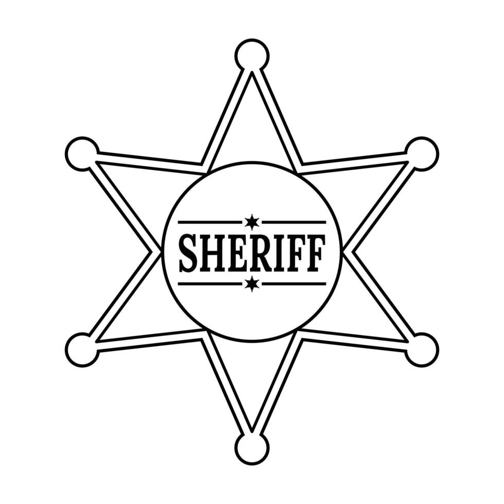 outlines sheriff star with the word sheriff on it vector