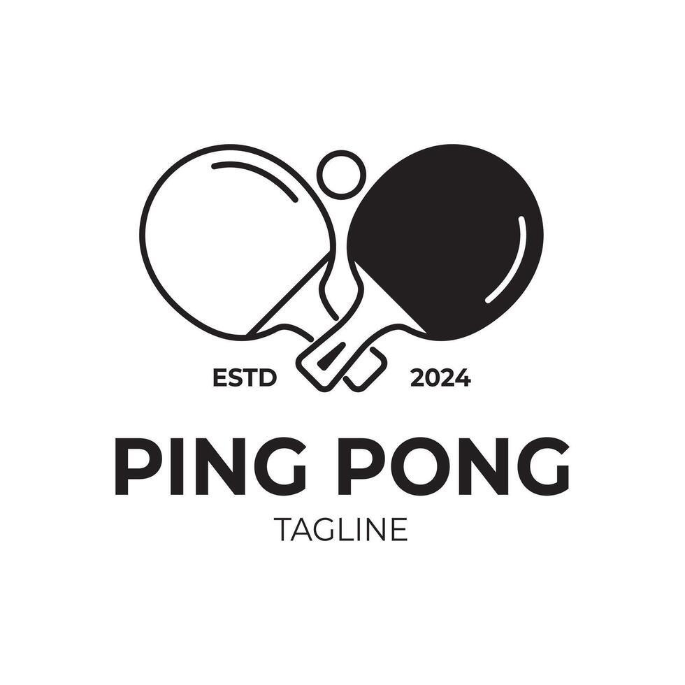 ping pong logo design black and white cross vector