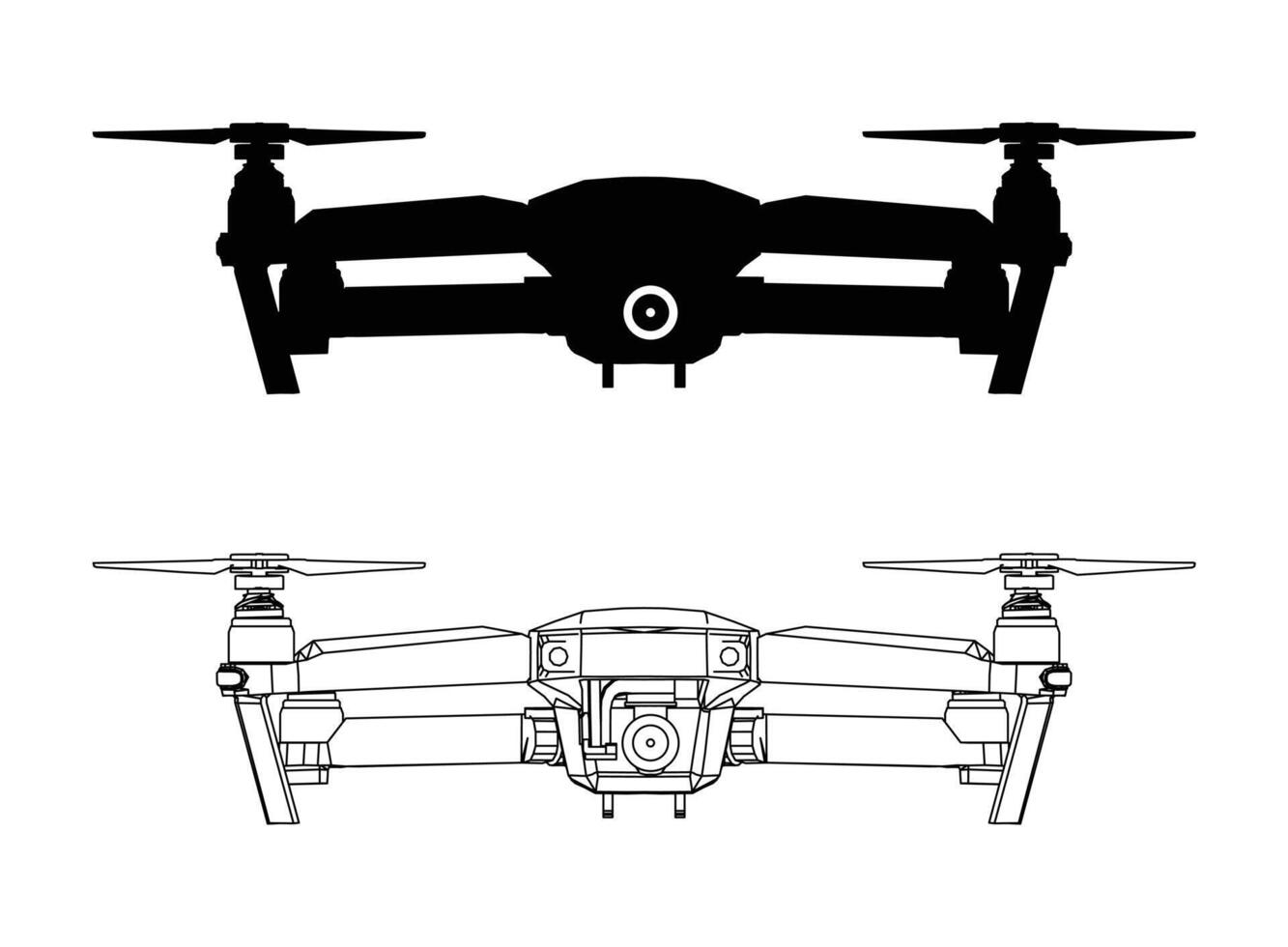 Drone Set Silhouette Outlines Icon Symbol vector