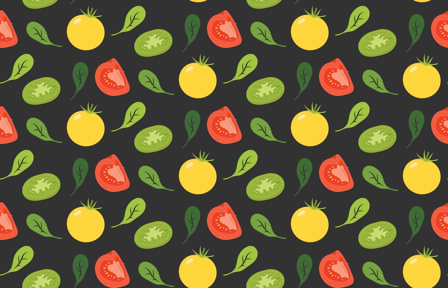 fresh tomato seamless pattern on black background vector