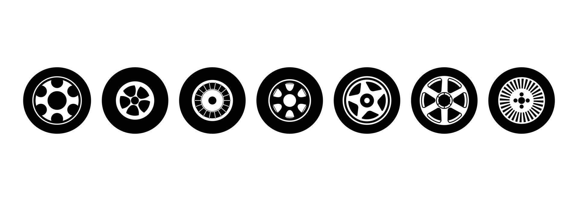 Flat Black Car Wheel Set vector