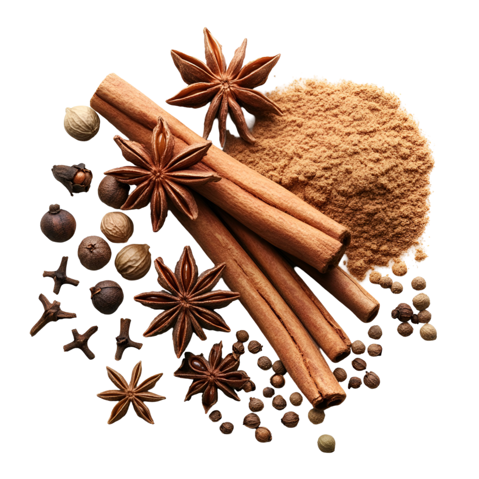 Fragrant Ground Garam Masala With Rich Color and Texture on Clear Background png
