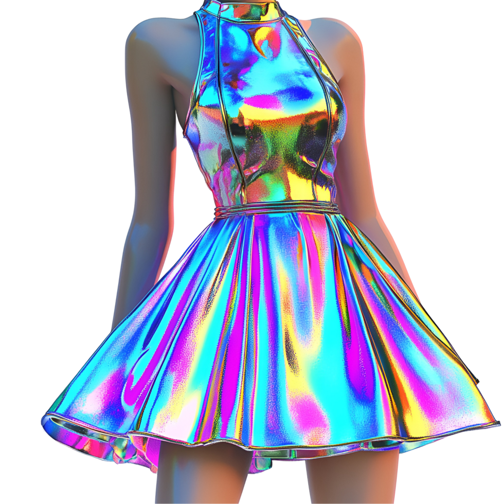 3D Model of a Woman in a Shiny Elegant Dress Isolated on a Transparent Background png