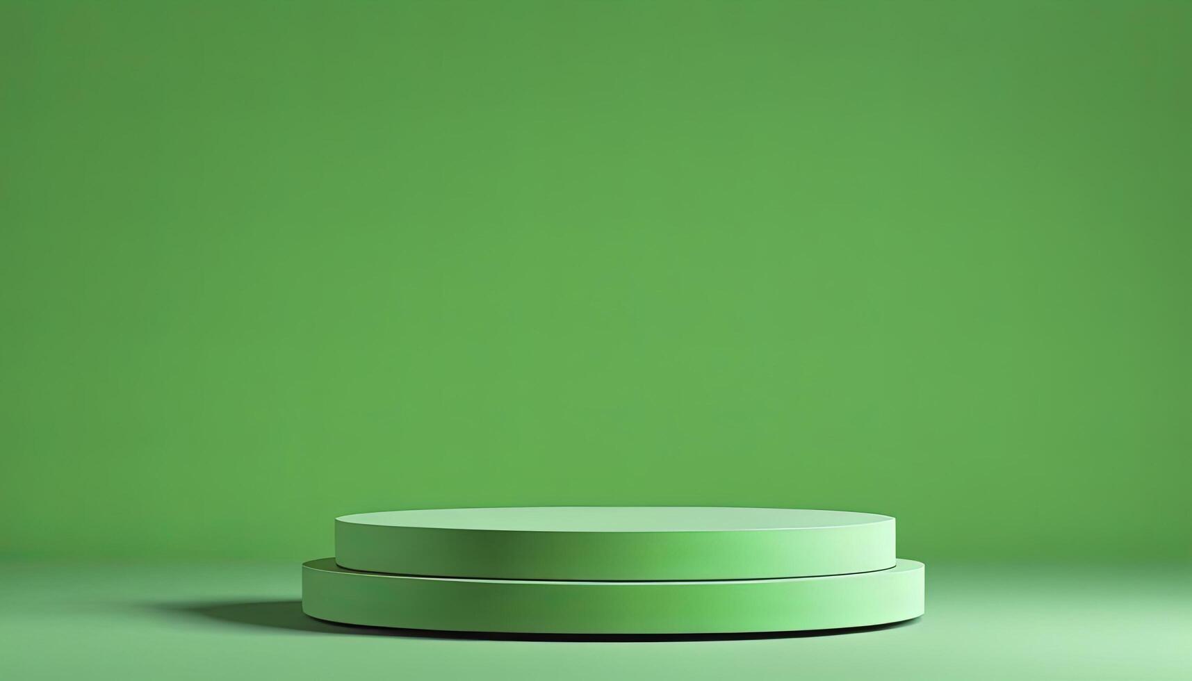 Green pedestal on a green background photo