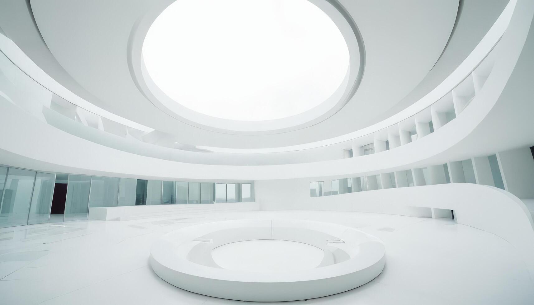 A circular white room with a circular window photo