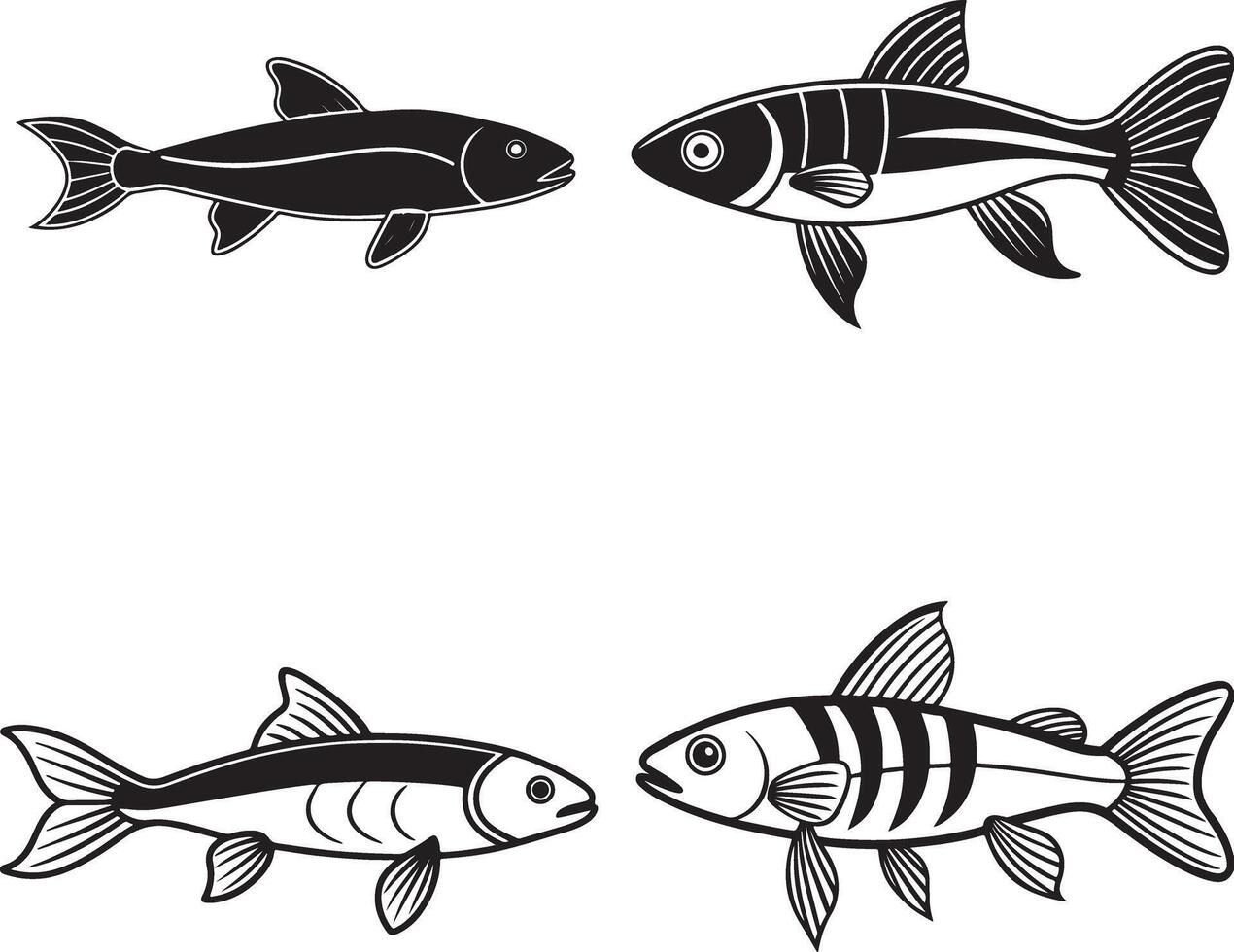 Zebra Danio Fish Drawing High Quality with Transparent vector